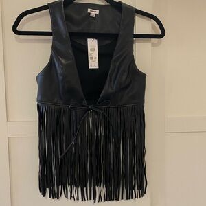 Leather Fringe Vest XXS NWT